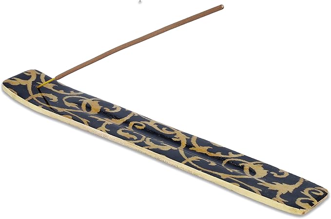Yajna Traditional-Handmade-Burner Wooden-Incense-Stick-Strip-Holder Ash-Catcher-Stand for-Aromatherapy-Meditation-Yoga (Beautiful Mind) 10 Inches, Pack of 1