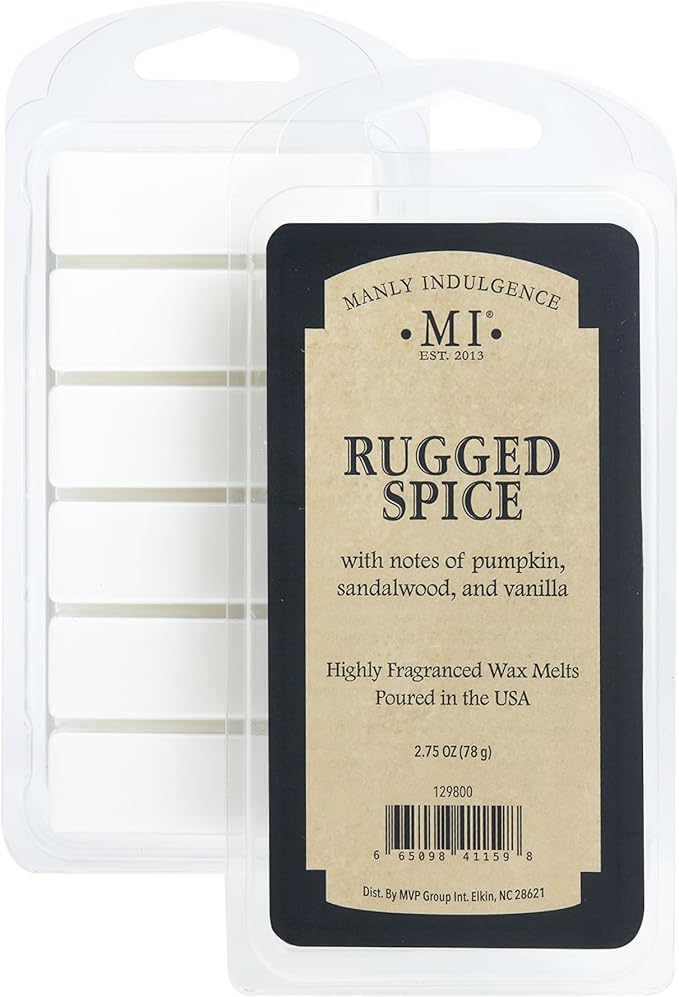 Manly Indulgence Rugged Spice Scented Wax Melts, Wax Melt Warmer Cubes, Long Lasting Scented Wax Warmer Cubes, 4 Pack, 6 Cubes Each - Made in The USA
