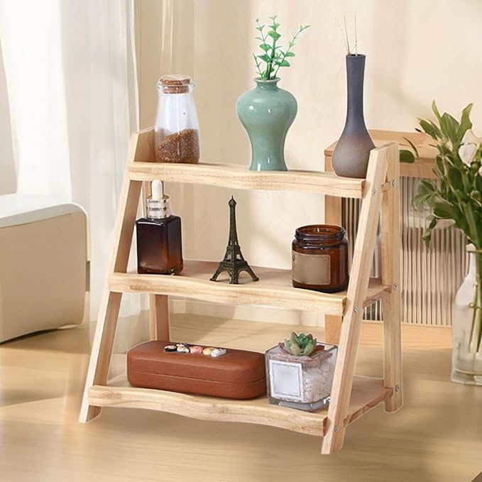 predolo for Display 3 Tier Rustic Rack Organizer Perfume Display Stand for Pantry Countertop Cabinet Lotion Makeup