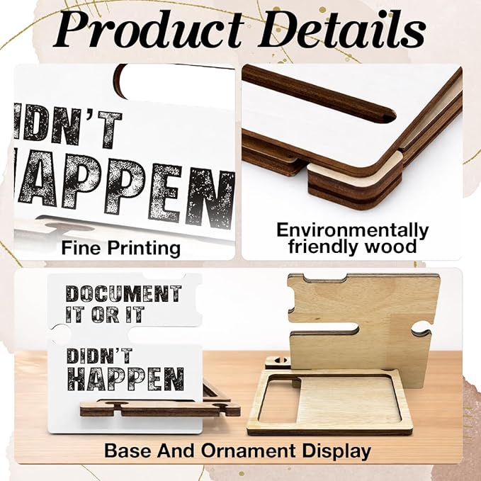 Funny Office Gifts for HR - Multi-functional Desk Organizer - Humorous Office Quote Wooden Document Sign for Office Desk Shelf Decor
