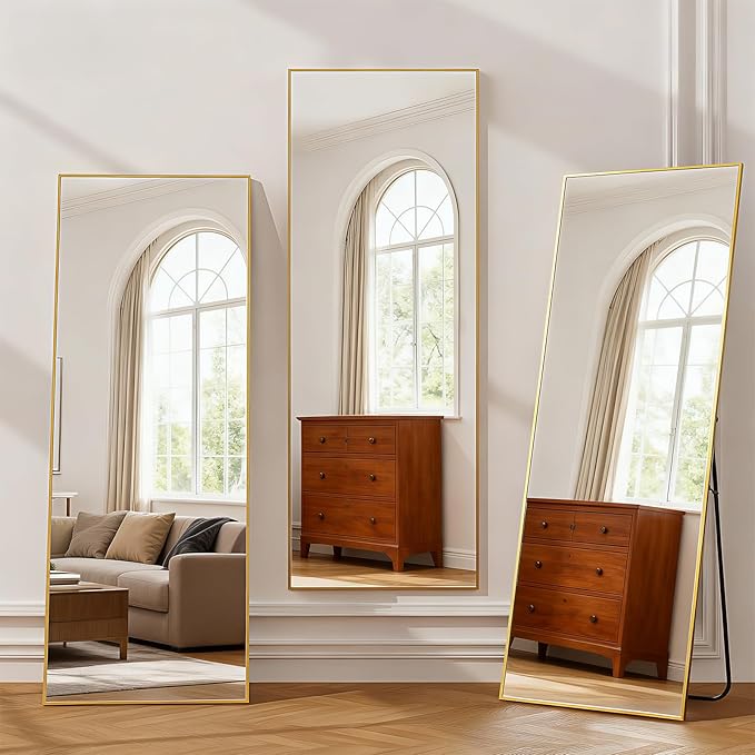 Simple Deluxe Full Length Mirror, 56"×21" Large Floor Mirrors, for Wall Door Bedroom Bathroom Living Room (Gold)