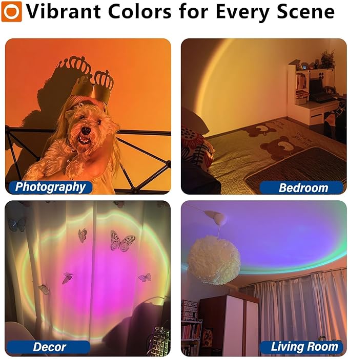 Sunset Lamp with USB Port - 360° Rotatable Multicolor Sunset Light Projector, Great for Room/Bedroom Decor, Photography, Party, TikTok Live | Halloween & Christmas Gift (2)