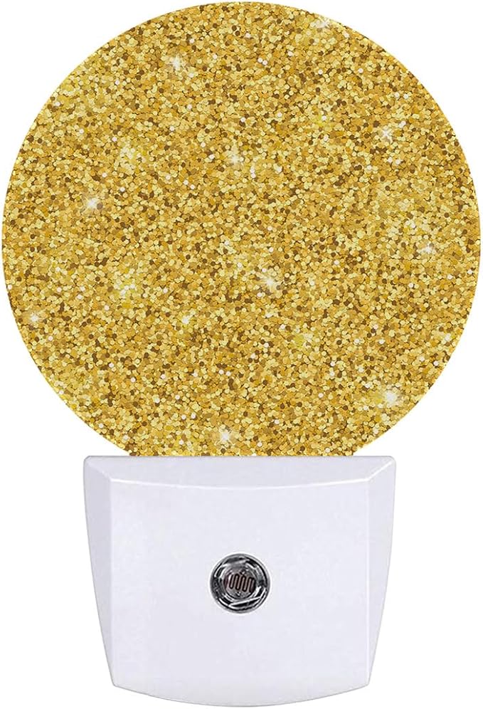 Gold Glitter Shine Night Light Plug-in Sleep Lamp Led Dusk to Dawn Night Light for Bedroom