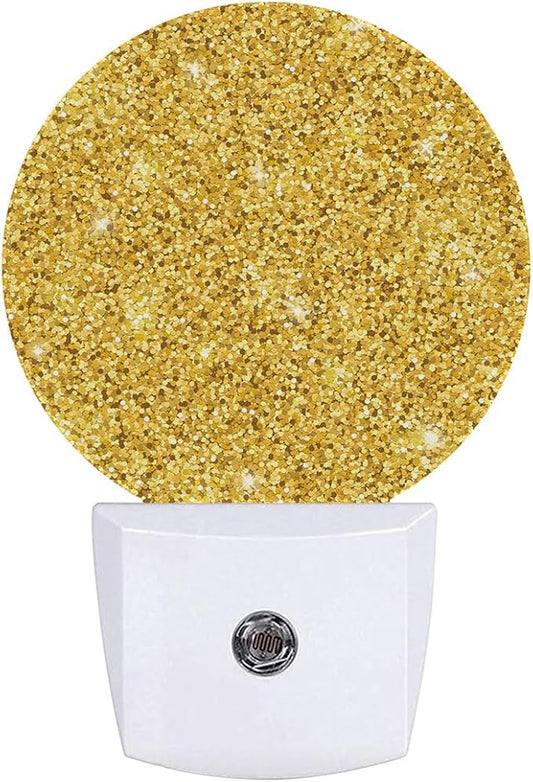 Gold Glitter Shine Night Light Plug-in Sleep Lamp Led Dusk to Dawn Night Light for Bedroom