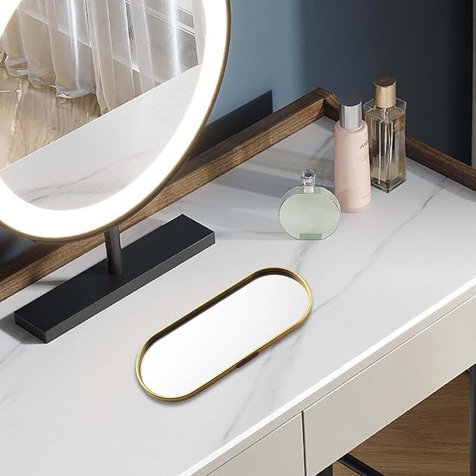 Mirror Tray, Vintage – Gold Oval Shaped Perfume, Organizer Decorative Mirrored Makeup, Vanity Dresser Unique Home Decor | Perfume, Makeup, Vanity, Dresser, Unique Home Decor Elegant