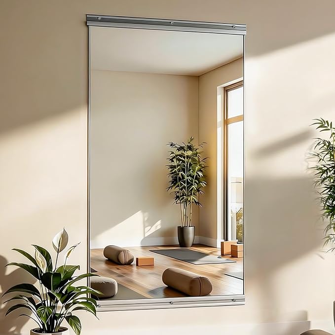 VooBang Home Gym Mirror - 1 PCS 30×55 inches, Large Frameless Wall Mounted Full Length Body Mirror for Dancing Studio, Exercise, Fineness, Yoga, Tempered Glass