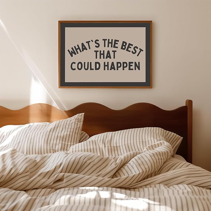 Trendy Wall Art Whats The Best That Could Happen Canvas Prints Positive Affirmation Canvas Wall Art Gray Aesthetic Picture Posters Uplifting Daily Reminder Print for Home Office Decor, 16x24 Unframed
