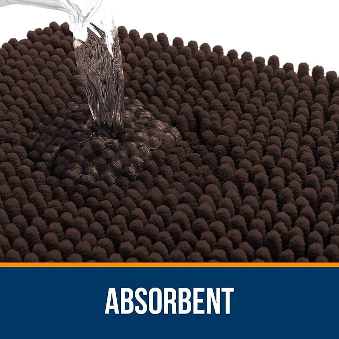 OLANLY Bathroom Rugs 32x20, Extra Soft Absorbent Chenille Bath Rugs, Rubber Backing Quick Dry, Machine Washable Bath Mats for Bathroom Floor, Tub and Shower, Home Decor Accessories, Brown