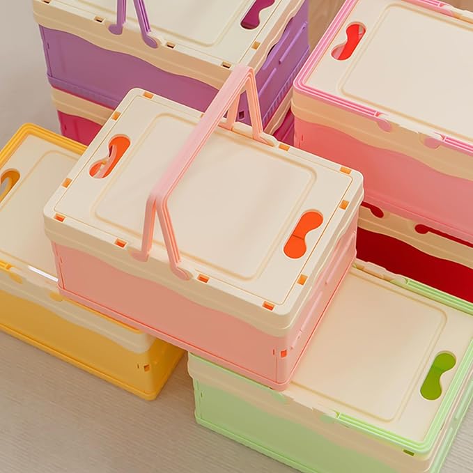 Tobeso-Nuoze Pastel Plastic Storage Basket with lid (Blue)
