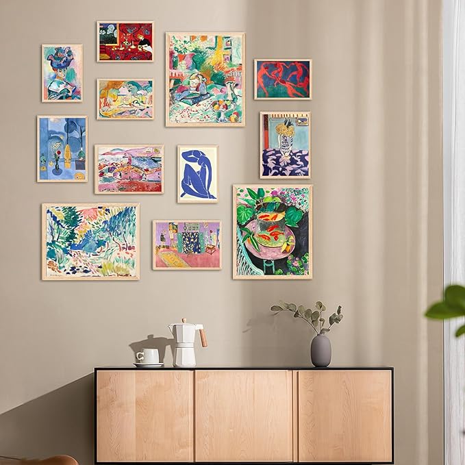 Matisse Wall Art Prints, Matisse Canvas Wall Art Decor, Vintage Eclectic Wall Posters Set, Colorful Matisse Abstract Painting Wall Decor Aesthetic for Bedroom Living Room Collage Decor 12Pcs(Unframed)