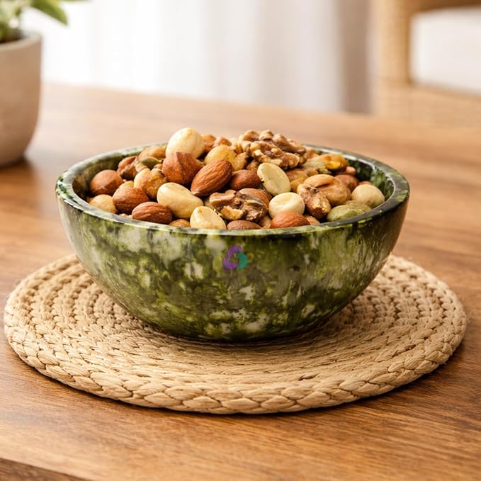 Elegant Handcrafted Resin Bowl – Glossy Amber Finish Decorative & Functional Use | Resin Decorative Bowl Centerpiece Table Decorations, Fruit Basket for Coffee Table, Kitchen Decor (Green Onyx)