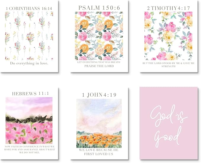 Habseligkeit Unframed Pink Room Decor, Pink Flower Wall Art Prints, Posters for Girls Room Aesthtic, Girls Dorm Wall Decor 8X10in, Set of 6