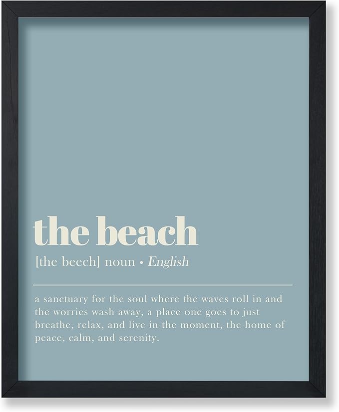Poster Master Definition of The Beach Print - Typography Poster - Dictionary Art - Gift for Men & Women - Minimal Decor for Bedroom, Living Room or Dorm - 11x14 UNFRAMED Wall Art