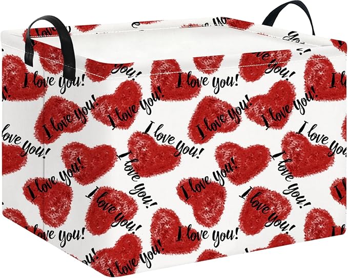 NTAOHAMPER Mothers Day Gifts Love Heart Fabric Storage Basket Empty with Handles, Books Box, Baby Shower Baptism Lovely Storage24L(Love Heart)