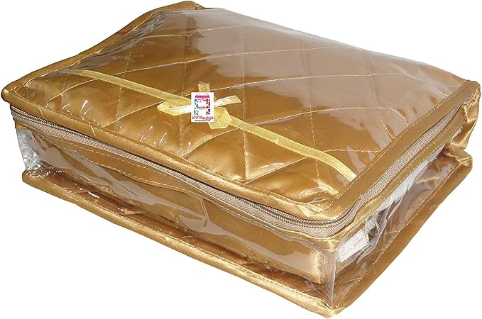 atorakushon Jewelry Travel Organizer Case Transparent Storage Zipper Locker Box Pouch for Necklaces Earrings Rings Bracelets Golden