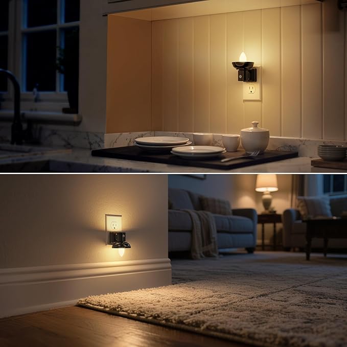 DORESshop LED Night Light[2 Pack], Night Lights Plug into Wall, 3 Level Brightness Adjustable Plug in Night Light, Dusk to Dawn Sensor Nightlights for Adults