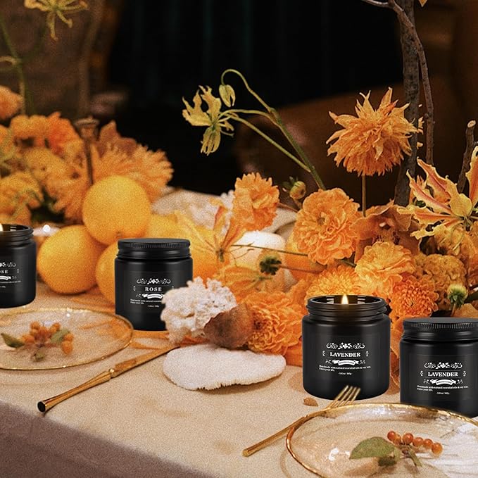 YOROXRG Scented Candles Gifts Set 24 Pack Soy Wax Travel Tin Jar Candles for Home 3.05 OZ for Mom for Christmas, Birthday, Thanksgiving, Mother's Day(Black)