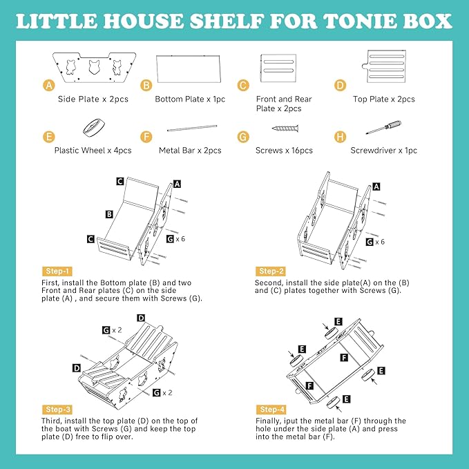 Ship for Tonies Box 1/2 Organizer Storage Shelf, Wooden Magnetic Holder for Toniebox Player Tonies Figures Characters for Children, Display Collection 20~30 Characters, Funny Little Ship