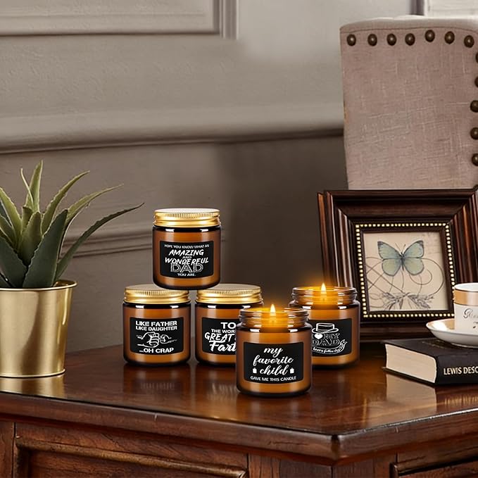 12-Pack Amber Jar Scented Candles, 3.5oz, Natural Soy Wax and Premium Essential Oils. Gift for Father’s Day, Ideal for Study Home & Office Aromatherapy.