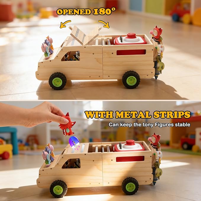 Storage for Toniebox 2 and Toniebox 1 Tonie Figures Characters Shelf,Magnetic Organizer for 30+ Figures, Tonieplay Games & Controller, Wooden Magnetic Shelf for Kids