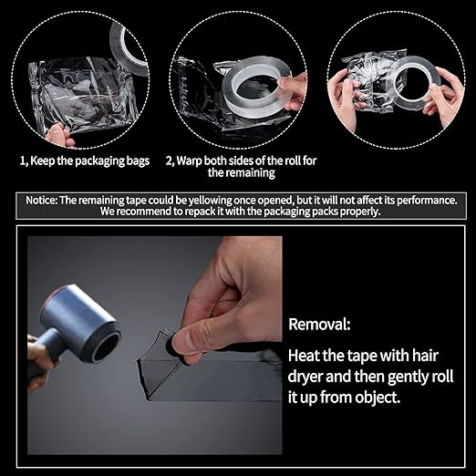 Art3d Double-Sided Mounting Tape (10FT), Multipurpose Removable Adhesive Foam Tape, Transparent, Household