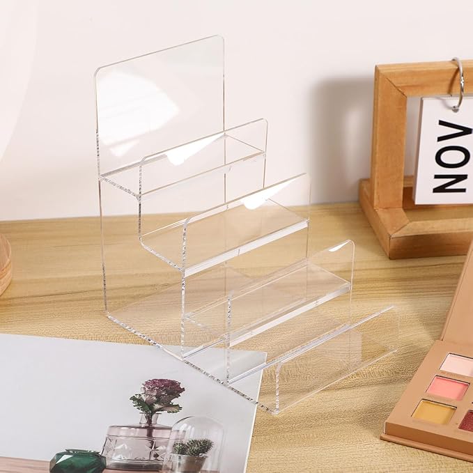 Cabilock 4-Tier Clear Acrylic Display Riser, Sturdy Tiered Organizer for Perfume Makeup Jewelry, Desktop/Retail Counter Display Stand for Home & Vendor