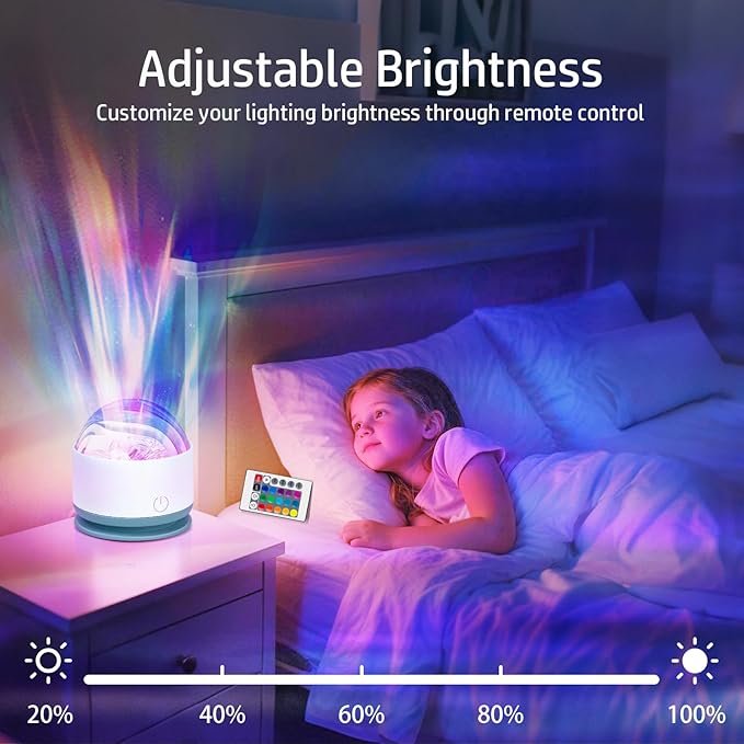 Avkast Northern Lights Projector, Rechargeable 16 Color Aurora Night Light Projector Ambient Lighting with Dimmable & Remote Control for Bedroom Kids Teen Girl Gift Room Decor - 2P