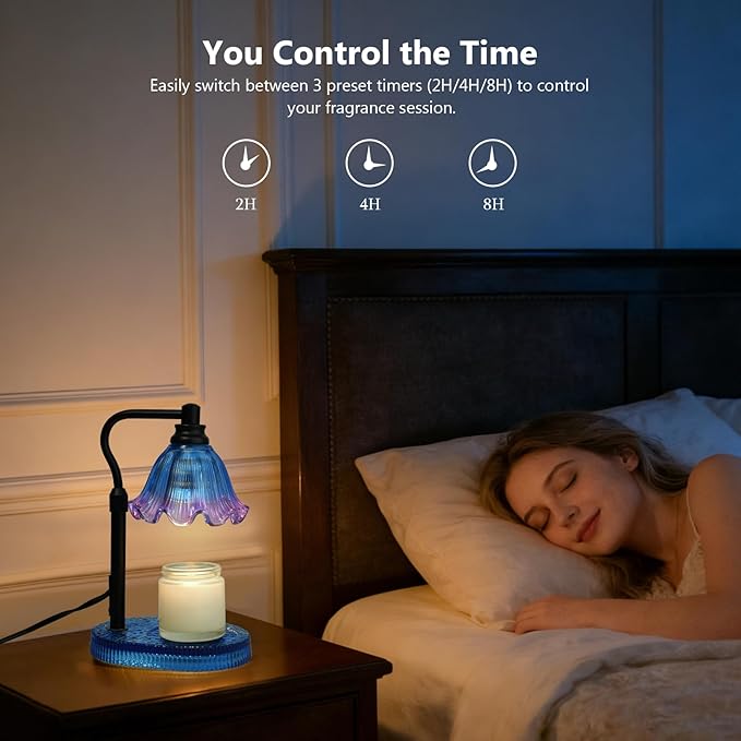 Candle Warmer Lamp with Timer Dimmable, Adjustable Candle Warmer Lamp for Jar Candles 3-Wick, Flameless Smokeless Candle Heater with 2 Bulbs, Home Decor Birthday Mothers Day for Women Mom