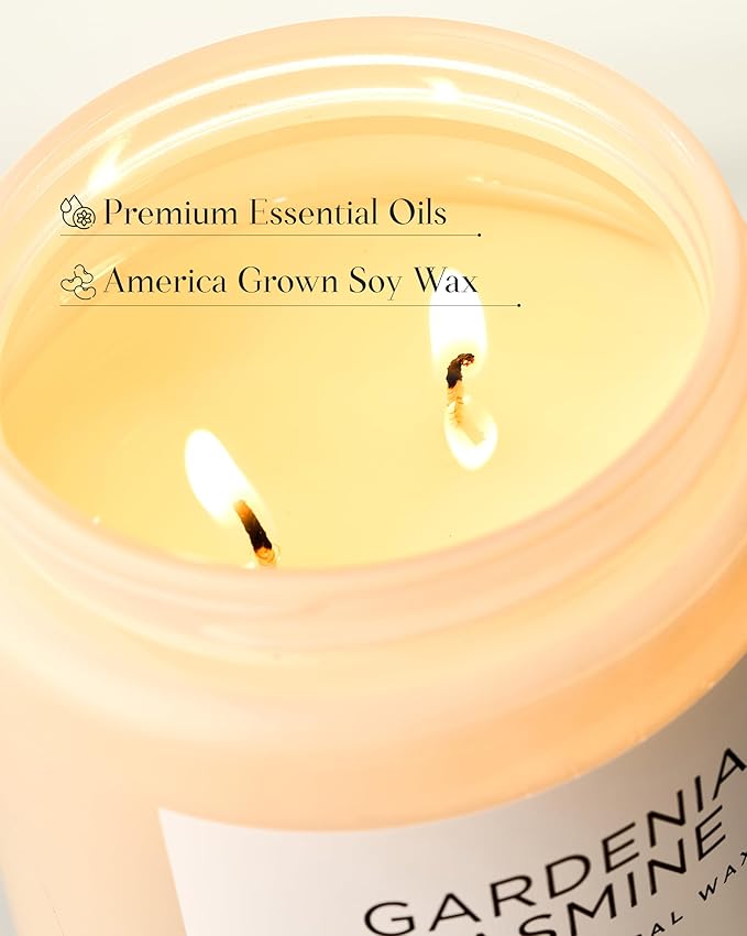 M&SENSE Large Gardenia Jasmine Scented Candles, 19.4oz Natural Soy Wax, 110 Hours Long Lasting Slow Burning, Non Toxic Clean Burn, Spring Floral Scent Aromatherapy Candle for Her