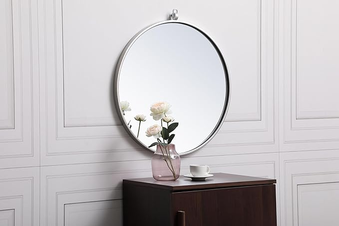 Focus 21x21 Round Wall Mirror, for Bathroom Bedroom Entryway, Silver