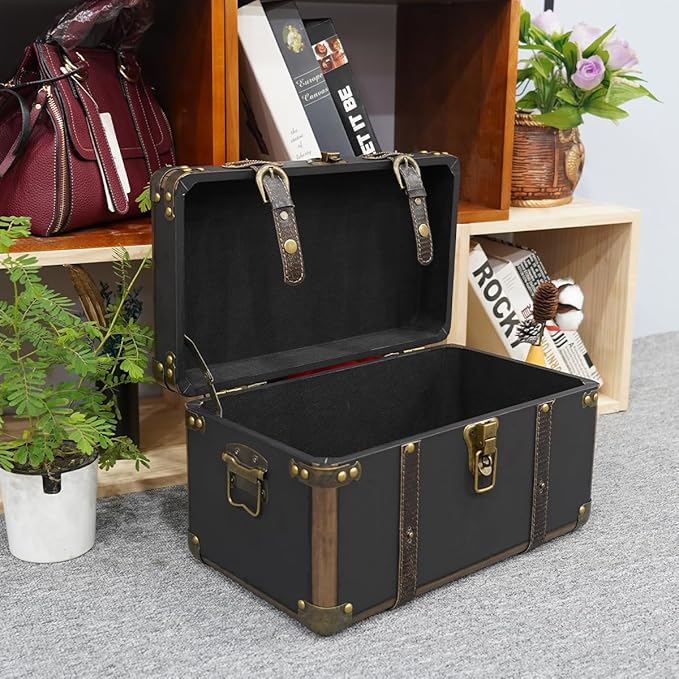 Storage Box, Vintage Wooden Decorative Box with Flip Top, 15.74x9.05x9.05 inches, Brown, for Storage and Home Decoration
