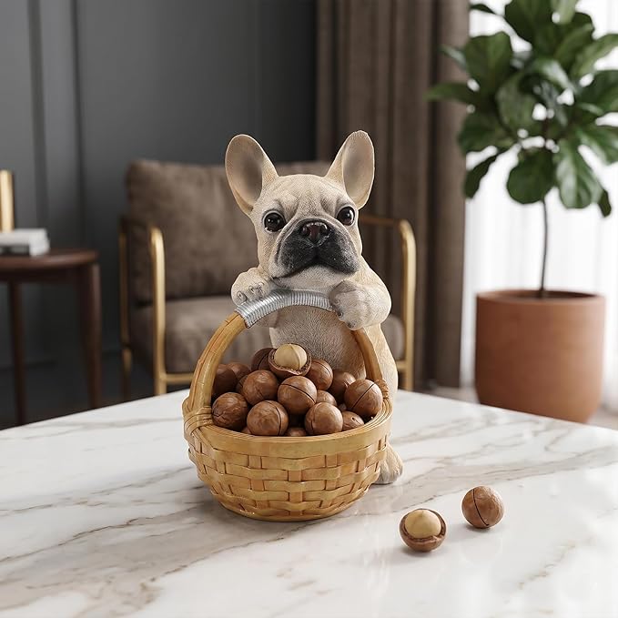 Dog Resin Storage Basket, Desktop Organizer for Remote & Keys, Cute Home Decor Tray, Ideal present for Pet Lovers.(French Bulldog)