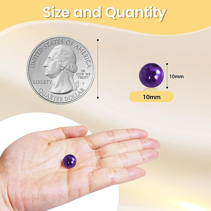 600Pcs Dark Purple Vase Filler Pearl Beads for Crafting 10mm Beads No Holes Decor Suitable for Wedding Decor, Party Decorations, Centerpiece Table Decorations