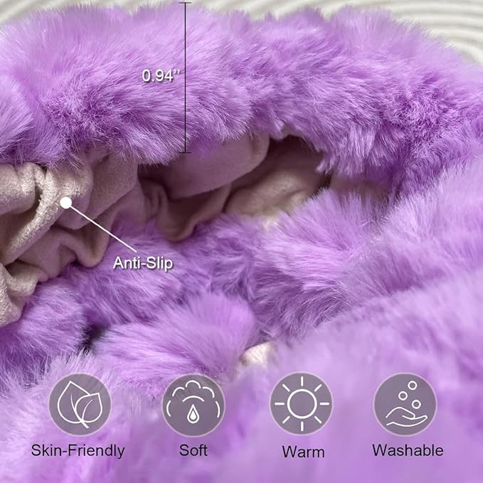 Fluffy Mirror Cover - 59"x16" Full Length Ultra Soft Non-Slip Cover Universal Stretch Cover Warm Home Decor for Bedroom Cloakroom (Purple-Without Mirror)