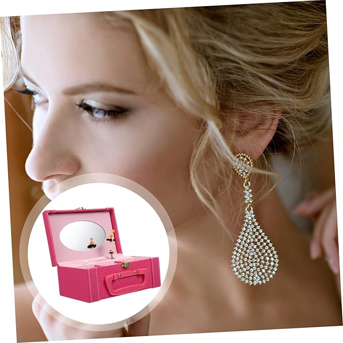 PartyKindom Jewelry Box Standing Organizer Makeup Jewelry Storage Buckle Lock Case Elegant for Friends