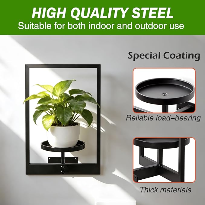 Wall Planters for Indoor & Outdoor Plants, 3-Pack White Metal Hanging Plant Stands, Plant Hanger Window Plant Shelves for Living Room Entryway Patio - Wall Plant Holder Decor