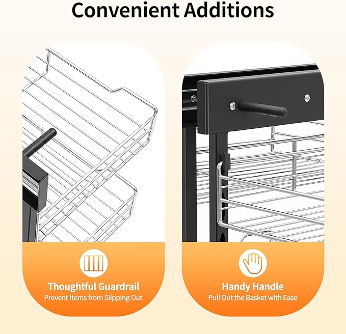 2 Tier Blind Corner Pull Out Organizer,Kitchen Slide Out Corner Cabinet Organizer Shelf with 4 Basket,Left Open & Right Open Compatible Cupboard Storage Shelf for Kitchens Bathrooms Laundries