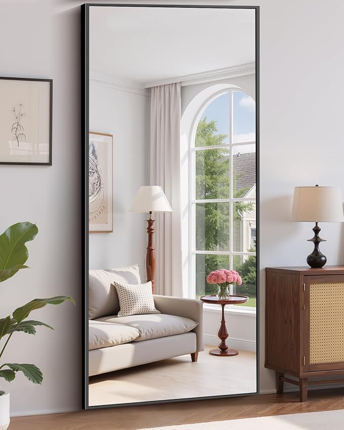 78"x35" Floor Mirror Full Length - Standing Mirror with Aluminum Alloy Frame, Large Body Mirror for Bedroom, Living Room, Wall Mounted or Leaning