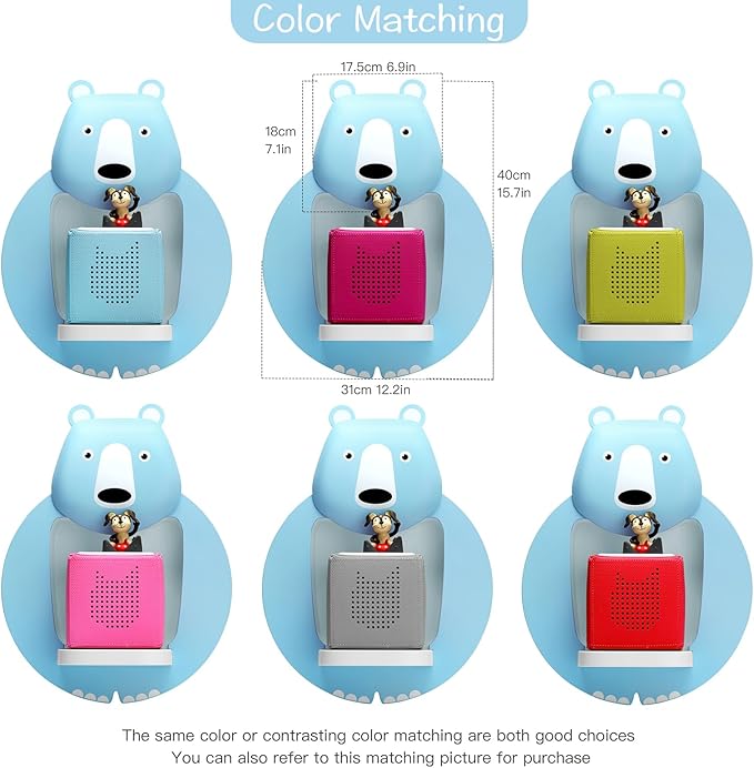 TonieBox Storage, Tonies Storage Shelf,Creative Bear Design Children's Magnetic Tonies Shelf,30-40pcs Tonies Figures Floating Shelf for Tonies Figures Display (Blue).