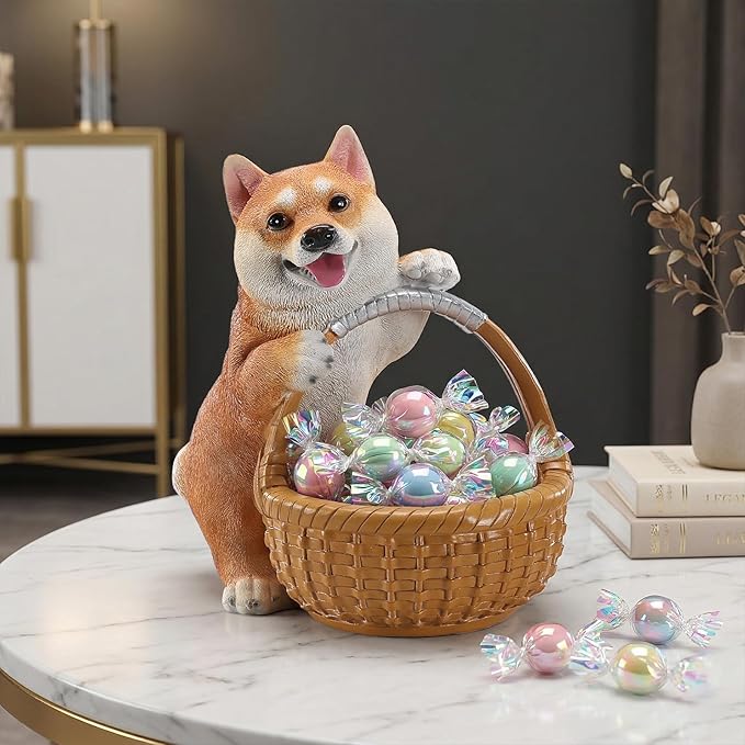 Dog Resin Storage Basket, Desktop Organizer for Remote & Keys, Cute Home Decor Tray, Ideal present for Pet Lovers.(Shiba Inu)