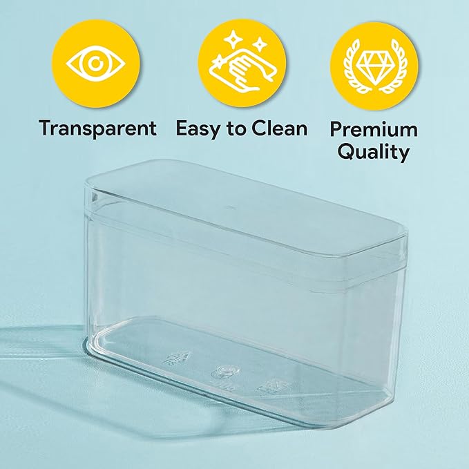 Hammont Acrylic Box - Party Favor Gift Boxes - Clear Cube with Rounded Edges for Gifts, Weddings, Treats, Candies & Accessories - Square Home Storage Boxes | 4.75”x2.5”x2” (12 Pack)