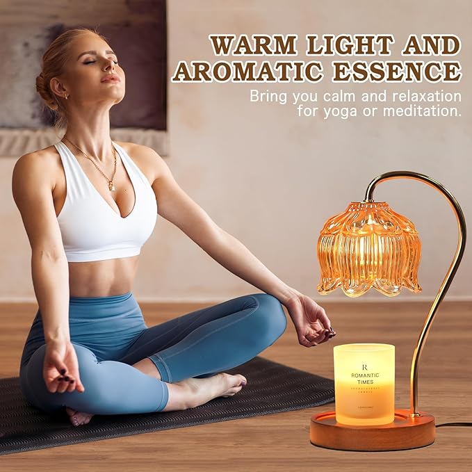 Funistree Flower Candle Warmer Lamp with Timer, Dimmable Candle Lamp Warmer, Mothers Day Birthday Gift for Women Her Mom, House Warming for New Home Decor, Lotus Wax Warmer for Yankee Candles