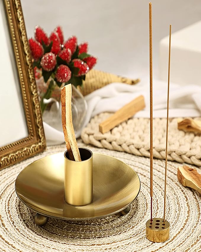 Palo Santo Holder for Sticks, Incense Burner for Palo Santo, Come with Incense Holder 9 Holes, Wood Bowl and Incense Stand Ash Catcher