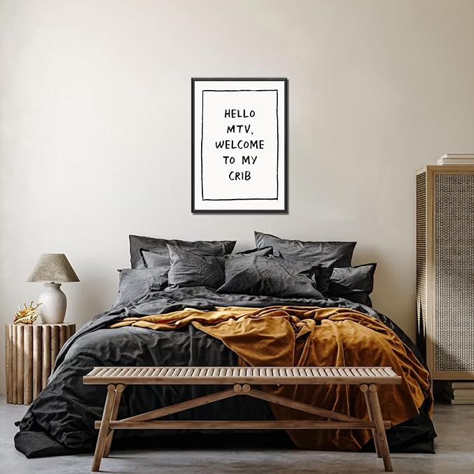 Trendy Wall Art Welcome Posters Eclectic Home Decor Hello MTV, Welcome to My Crib Art Print Funky Eclectic Gallery Wall Art Prints for Bedroom Living Room Aesthetic Wall Art Print 16x24in Unframed