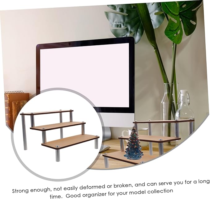 Unomor Rustic Wooden Display Rack Makeup Organizer Perfume Holder Earring Riser Stand Home Decor