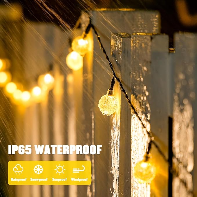 JMEXSUSS Solar String Lights Outdoor Waterproof, Solar Christmas Lights for Garden Patio Yard Tree Party Christmas Decorations, Crystal Globe