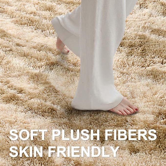 9x12 Ft Extra Large Shag Rugs for Living Room, Ultra Soft Fluffy Furry Area Rugs for Bedroom Indoor Floor, Aesthetic Carpet for Kids Home Decor (Khaki)