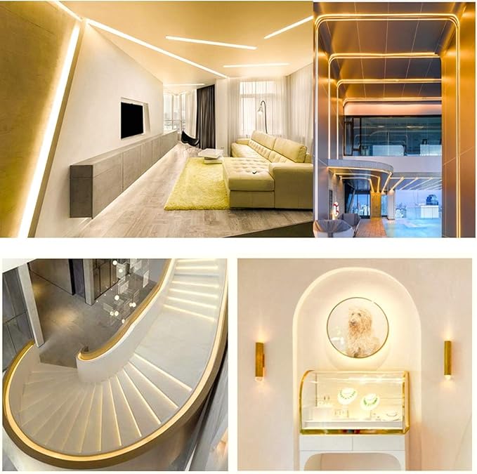 12V LED Strip Lights, 16.4ft Warm White 3000K Light Strips SMD 5054 IP20 120 LEDs/M, Total 600 LEDs Super Bright Rope Light Strip for Home, Shelf, Kitchen Decoration