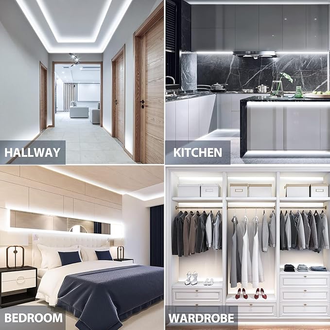 ZSLAIFU 24V COB LED Strip, LED Strip for Bedroom, Touch Dimmable LED Strips, White LED Light Strip, COB Flexible Light for Bedroom Cabinet Vanity Mirror DIY Lighting