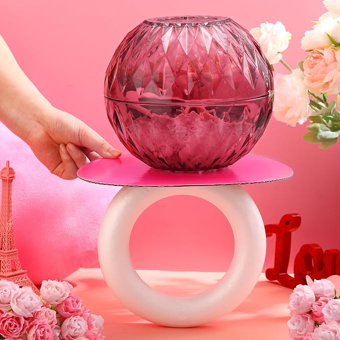 Reallnaive Giant Ring Gifts Wedding Empty Gift Basket Include 2 Diamond Bowl 1 Board 1 Foam Ring, Gift Basket Kit for Valentine Birthdays Wedding Anniversaries